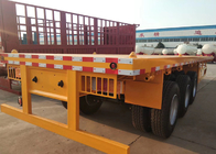 Gelber Achsen-Behälter-halb Anhänger-LKW des Flachbett-3, der schwere Ausrüstung transportiert
