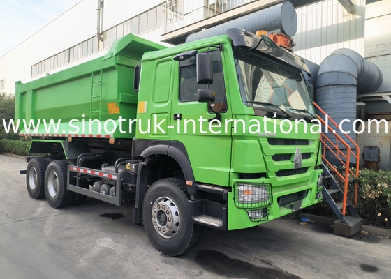 Sinotruk Howo Tipper Dump Truck 380 PS 6 × 4 U-Form Frachtkörper Grüne Farbe