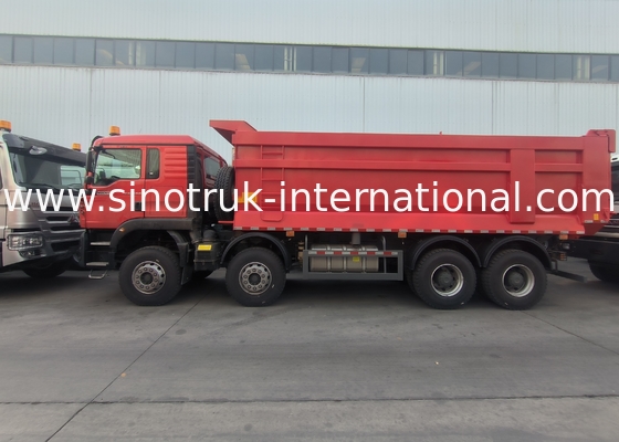 Sinotruk Howo Tipper Dump Truck Tx 400 PS Euro 2 8 × 4 Lhd U-Form Frachtbox Rot