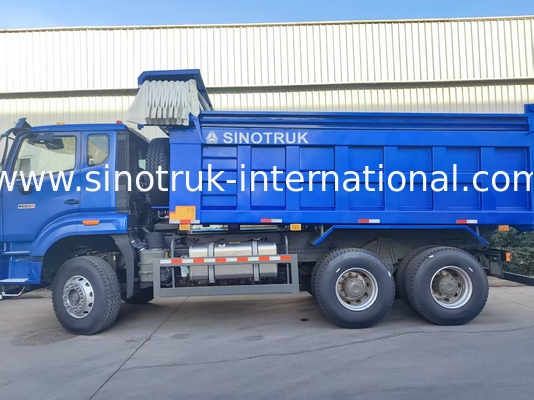 Kraftvoller, vielseitiger HOWO 6x4 380 PS blauer Dump Truck mit 20CBM Quadratkargobox und wasserdichtem Tarp Flip Cove
