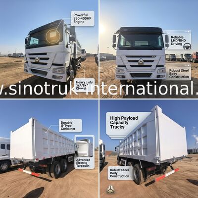375 Pferdestärken Tipper-Dump Truck mit 40-50 Tonnen Ladekapazität und 7300mm Längen der Ladekiste