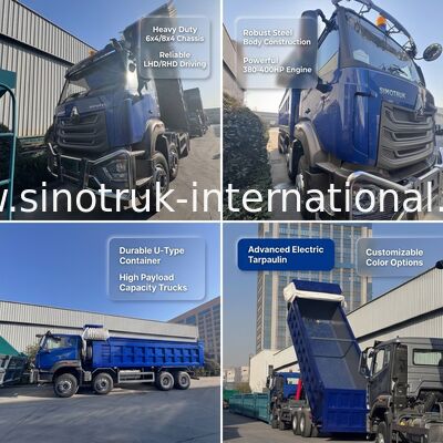 Sinotruk HOHAN New HOWO 8X4 Dump Truck 371 PS H77L Kabine Blau mit elektrischer Plane RHD