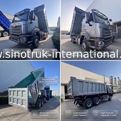 SINOTRUK HOHAN New Howo Tipper Dump Truck Mittleres Heben 6 × 4 RHD Ladekiste 19-20CBM Kundenspezifische Farbe Diamant Silber 400 PS