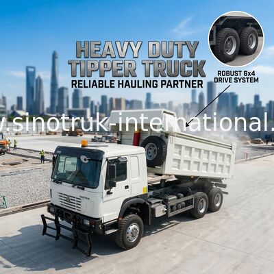 SINOTRUK 371HP 6 × 6 RHD HOWO Dump Truck Weiß 19-20CBM Front Lifting Vollantrieb, mit Plane, beliebtes Modell in Guyana