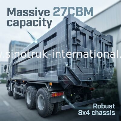 400 PS für schwere Lasten, 27 CBM für mehr Fracht: Grauer 8x4 Dump Truck