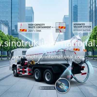 Staub saugen Sie Vakuumtankwagen des Saugfahrzeug-15-18CBM RHD mit Rohr-System