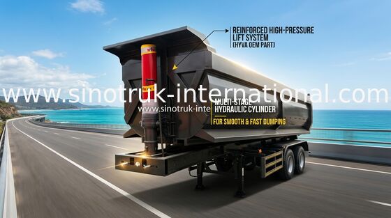 Schwarze Farbhydraulische 3 Achsen-halb LKW-Flachbettauflieger-Transport-Fracht