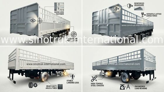 Hochgeschwindigkeits-Dropside Anhänger-LKW halb für logistische Achsen der Industrie-3