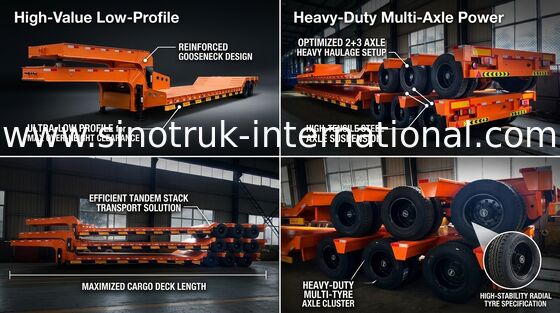 Hydraulischer Flachbett-halb Anhänger-LKW für den Bau, der 80 Tonnen 17m lädt