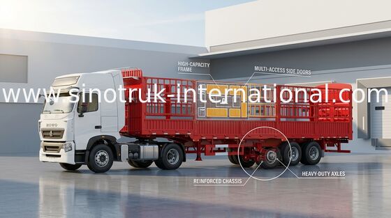SIONOTRUK Achsen des INTERNATIONALE Fracht-hydraulische Flachbettauflieger-3