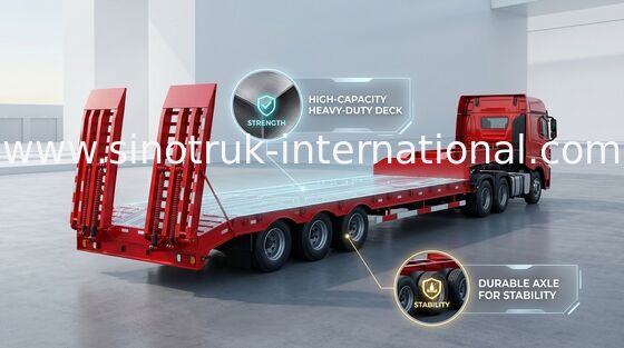 Niedrige des Bett-Achsen halb Anhänger-LKW-3 80 Tonnen 17m für ladende Bau-Maschine
