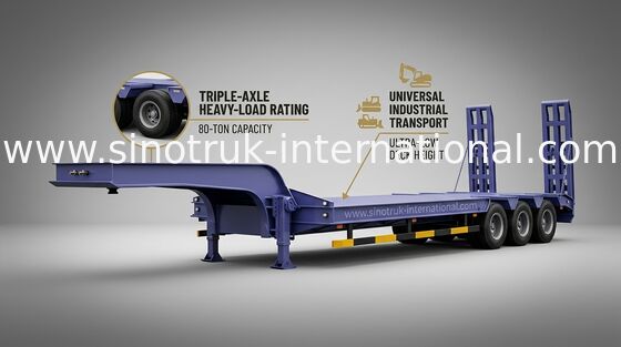 Niedrig-Bett halb Achsen 60Tons 15m des Anhänger-LKW-3 für tragende Baumaschine