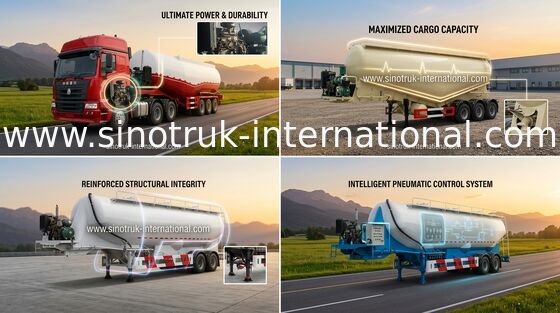 Achse SINOTRUK 3 48500 Liter Massenzement-Behälter-halb Anhänger-LKW-50 - 80 Tonne Belastbarkeit