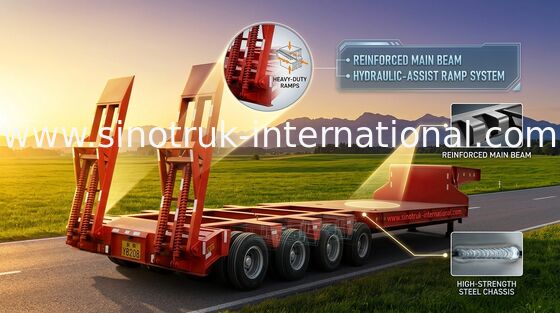 Niedrig-Bett halb Achsen 70Tons 17m des Anhänger-LKW-3 für ladende Baumaschine