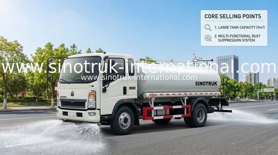 Sprühstrecke des SINOTRUK-Leichtwasser-Tankwagen-LHD 5-8CBM weit