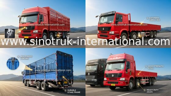 12 Fracht-Stangen-Körper-LKW der Rad-LHD Euro2 336HP/Viehbestand-Containerfahrzeug