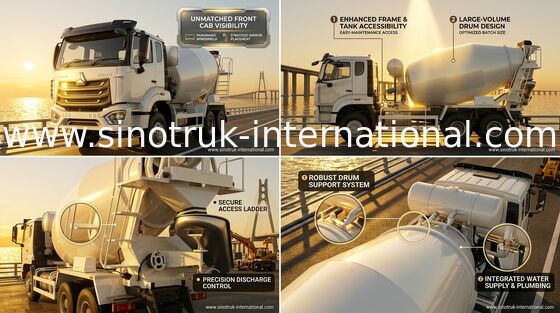 Sinotruk Howo N7 Betonmischfahrzeug 6-10CBM 6 X 4 Euro 2 Mischanlage