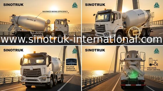 Mischer-LKW weißes 10CBM 380HP 8X4 RHD HOWO SINOTRUK