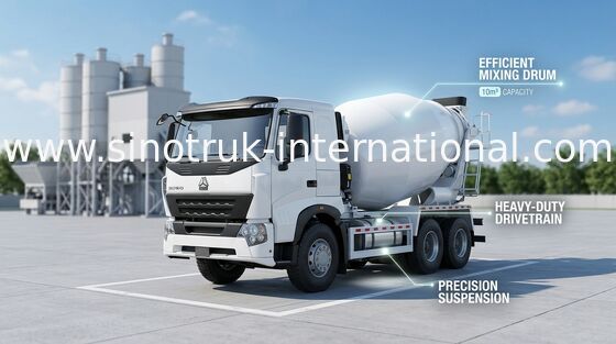 Mischer-LKW 9CBM, haltbarer Behälter-Zement-LKW-Mischer 336HP 6X4 LHD A7