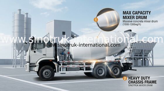 Mischer-LKW Euro2 290HP 6X4 RHD ZZ5255GJBM3846B1 10CBM SINOTRUK HOHAN