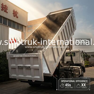 SINOTRUK HOHAN Howo Kipper Muldenkipper Mittelhub Weichai Motor 6 × 4 LHD Rechteckige Ladefläche Weiß 19-20 CBM