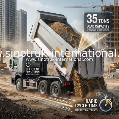SINOTRUK HOWO 371HP 8X4 Tipper Dump Truck Bauwerk Altfront Militärische Stoßstange für Bergbaugebiete Zwei Warnlichter U-Typ Container