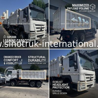 SINOTRUK Motor 371PS 6 × 4 LHD HOWO Dump Truck Weiß 19-20CBM Mittelheben