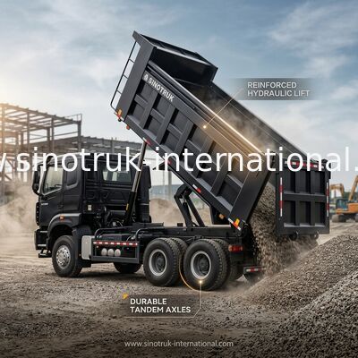 HOWO NX 380HP RHD Schwarzer Kipper-Dump Truck mit Tarpaulin-Klappe
