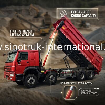 HOWO 12 Räder Sinotruk 8X4 Dump Truck 400 PS für den Bergbau LHD U-Typ Container