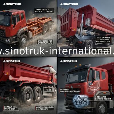 Sinotruk Hohan New Howo Tipper Dump Truck N7 8 × 4 12 Räder 380 PS Lhd oder Rhd mit Tarpaulin U-Typ-Container