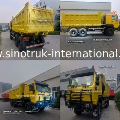 Sinotruk Howo Kipper Dump Truck 6 × 6 Allradantrieb mit 14,00R20 Einreifen 380 PS