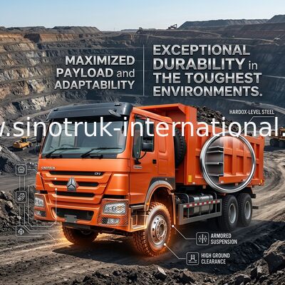 Sinotruk Howo Tipper Dump Truck 400 PS 8 × 4 Rhd 12 Räder Großschachtel 7600 mm