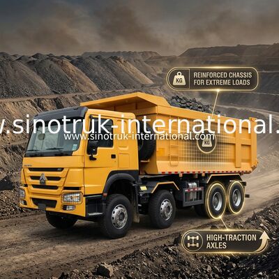 Sinotruk Howo Kipper Dump Truck 8 × 4 Lhd 12 Räder U-Form Tipper Körper Euro 2