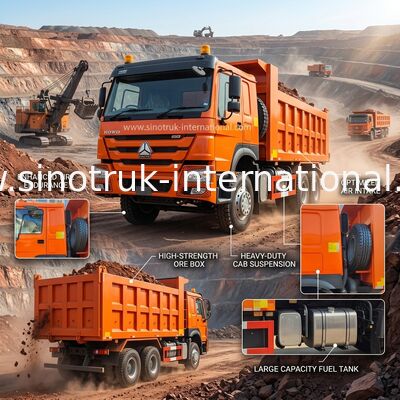 400 PS Orange HOWO Kipper Truck RHD 6×4 10 Räder hohe Leistung