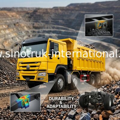 Räder 400Hp 8 Sinotruk Howo Tipper Dump Truck 12 × 4 Bergbaurhd Gelb