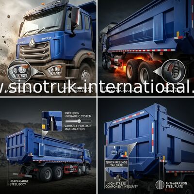 RHD 8×4 10räder 380 PS Blau HOWO Kipper Truck Hohe Pferdestärke