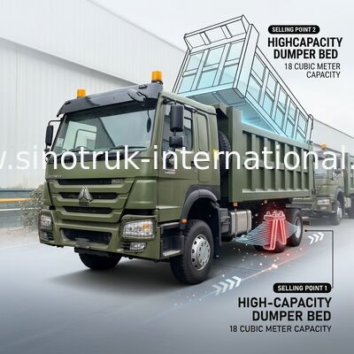 RHD 6×4 10räder ZZ3257V3847B1R 400 PS Grüner HOWO Kipper Truck Hohe Pferdestärke