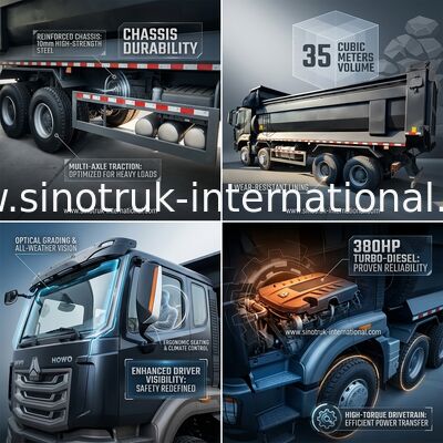 RHD 8×4 12 Räder HOWO Kipper Truck 380 PS
