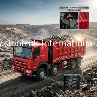 Rote Räder SINOTRUK HOWO 8X4 Kipplaster-400hp 12