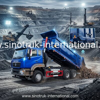 SINOTRUK HOWO Kipper Dump Truck 6 × 4 10 Räder RHD 380 PS U Typ Eins Warnlicht