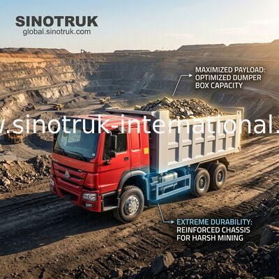 Sinotruk Howo Kipper Dump Truck 400 PS 6 × 4 20CBM Frontlifting Hydraulischer Zylinder