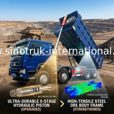 Blauer Kipplaster SINOTRUK HOWO LHD 12wheels 8X4 400HP für Bergbau Front Lifting 50Tons