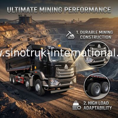 Schwarzes Tipper Dump Truck For Construction SINOTRUK HOHAN 8×4
