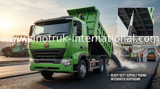 HOWO A7 30 - 40 Tonnen des Kipper-Kipplaster-RHD 6X4 Luft-Suspendierungs-Zitronen-grüne Farbe-