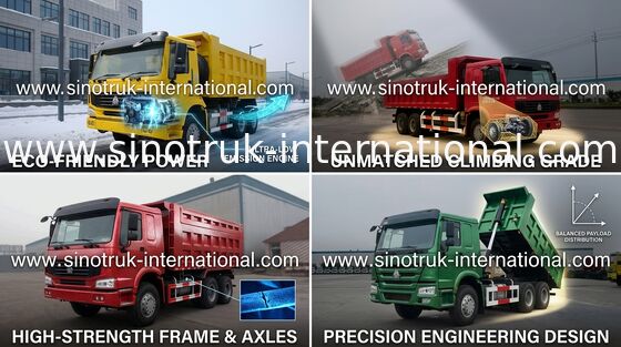 Kipper-Kipplaster 10wheels LHD 371HP 25tons 10-25CBM ZZ3257N3847A SINOTRUK HOWO