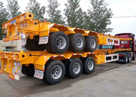 Gelber Achsen-Behälter-halb Anhänger-LKW des Flachbett-3, der schwere Ausrüstung transportiert