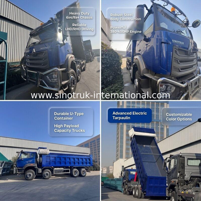 Sinotruk HOHAN New HOWO 8X4 Dump Truck 371 PS H77L Kabine Blau mit elektrischer Plane RHD
