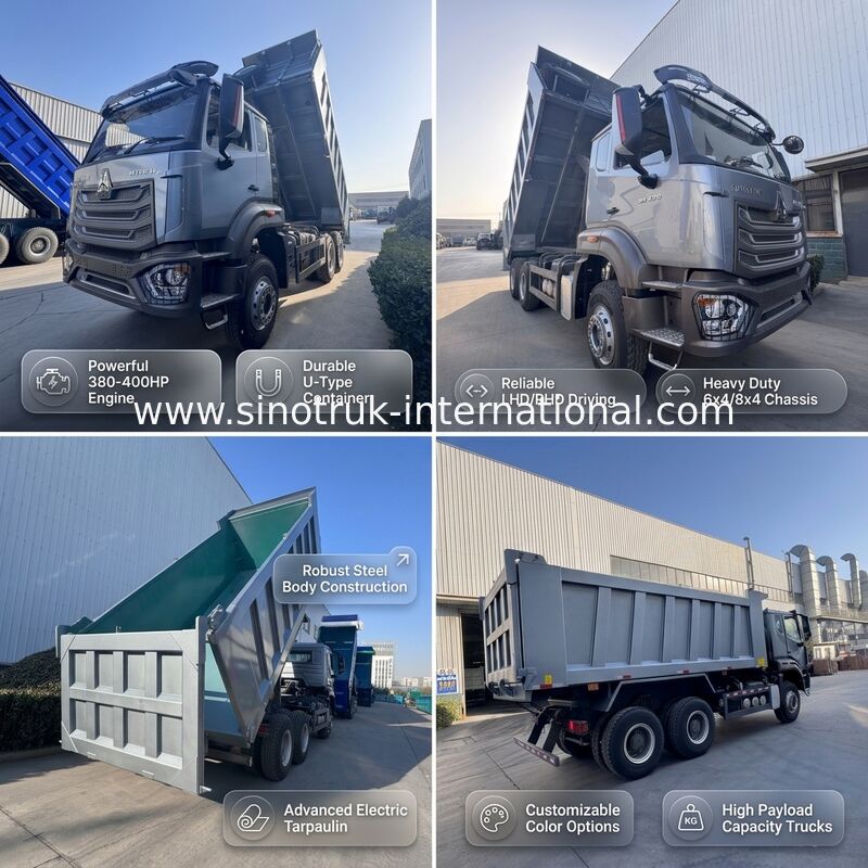 SINOTRUK HOHAN New Howo Tipper Dump Truck Mittleres Heben 6 × 4 RHD Ladekiste 19-20CBM Kundenspezifische Farbe Diamant Silber 400 PS