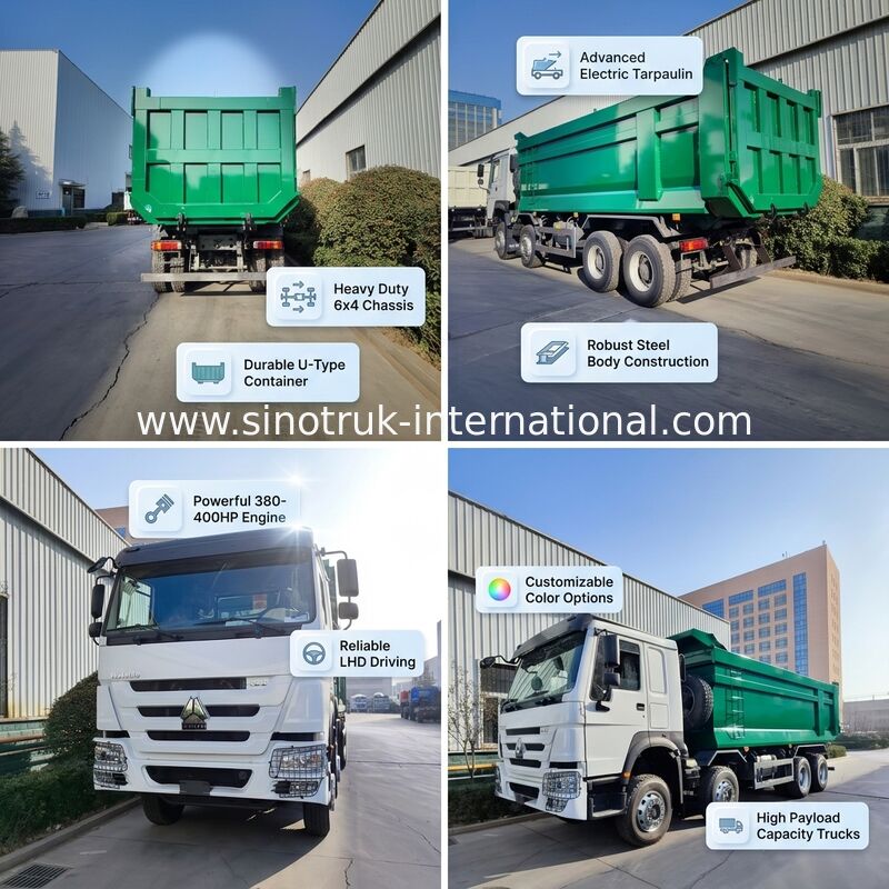 Schwerlast-Kipper-LKW mit 400 PS und 26 Kubikmeter U-Box-Nutzlast