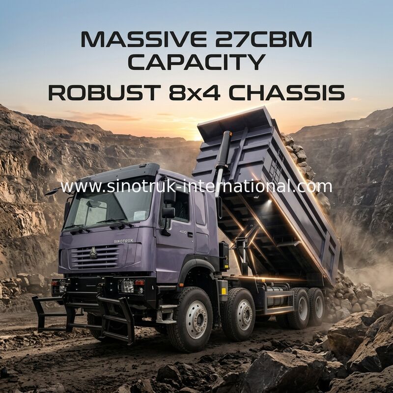 400 PS für schwere Lasten, 27 CBM für mehr Fracht: Grauer 8x4 Dump Truck